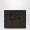 Bottega Veneta Men Fondente Color Bi-fold Wallet In Intrecciato In Black
