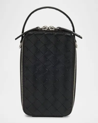 Bottega Veneta Men's Getaway Leather Crossbody Phone Pouch In Titanium