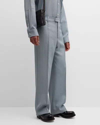 Bottega Veneta Men's Grainy Open Stitch Trousers In Gray