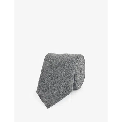 Bottega Veneta Mens Grey Melange Flecked Flannel Wool Tie
