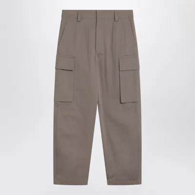 Bottega Veneta Men Grey Seal Cotton Twill Cargo Pants In Brown