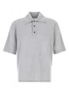 Bottega Veneta Men Grey Wool Polo Shirt In Gray