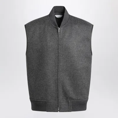 Bottega Veneta Men Grey Wool Zip-up Vest In Gray