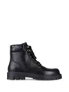 Bottega Veneta Black Grained Calf Leather Haddock Lace Up Ankle Boots In Black