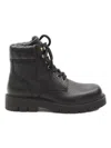 Bottega Veneta Black Grained Calf Leather Haddock Lace Up Ankle Boots In Black