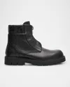 Bottega Veneta Black Grained Calf Leather Haddock Lace Up Ankle Boots In Black