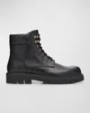 Bottega Veneta Black Grained Calf Leather Haddock Lace Up Ankle Boots In Nero-nero