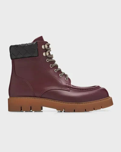 Bottega Veneta Haddock Lug Sole Lace-up Boot In Jam/rubber