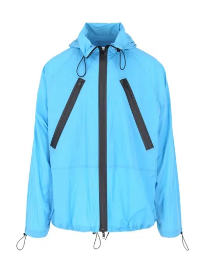 Bottega Veneta Men's Hood Lightweight Jacket In Bright Blue