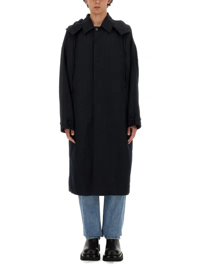 Bottega Veneta Men Hooded Trench Coat In Blue