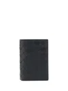Bottega Veneta Men Leather Card Holder With Intrecciato Motif In Black