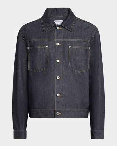Bottega Veneta Men's Indigo Denim Jacket In Black