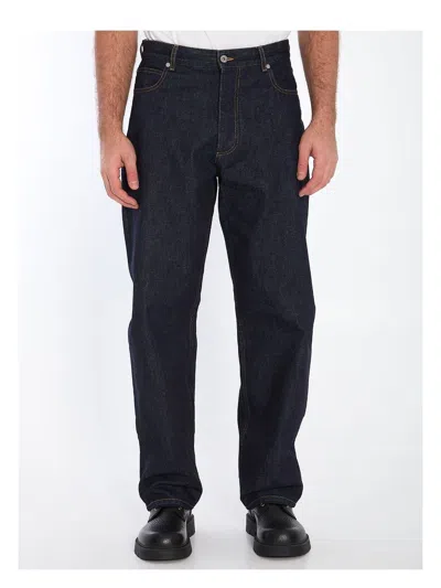 BOTTEGA VENETA MEN'S INDIGO WIDE LEG JEANS