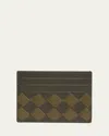 Bottega Veneta Men's Intrecciato 15 Avenue Check Card Case In Khaki