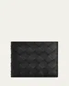 Bottega Veneta Intrecciato Slim Bi-fold Wallet In Argentnero