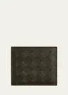Bottega Veneta Intrecciato Leather Wallet In Kaki/dark Praline