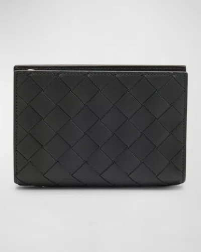 Bottega Veneta Men's Intrecciato 15 Bifold Card Case In Brown