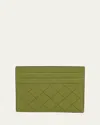 Bottega Veneta Men's Intrecciato 15 Leather Card Holder In Brown Multi