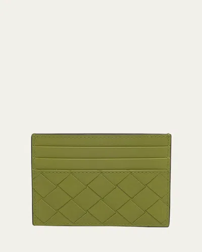 Bottega Veneta Men's Intrecciato 15 Leather Card Holder In Brown Multi