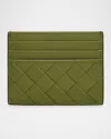 Bottega Veneta Men's Intrecciato 15 Leather Card Holder In Brown Multi
