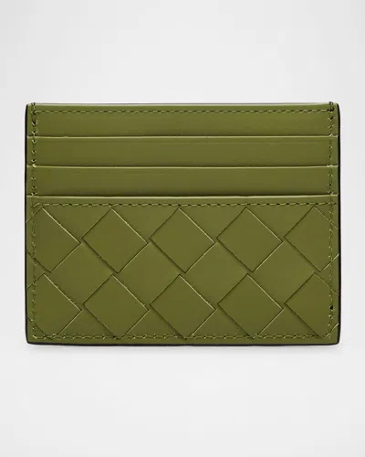 Bottega Veneta Men's Intrecciato 15 Leather Card Holder In Brown Multi