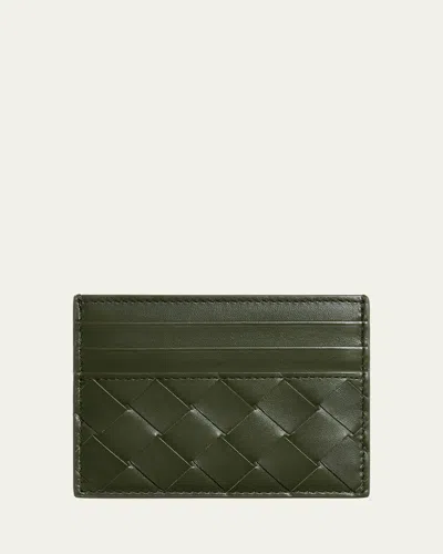 Bottega Veneta Men's Intrecciato 15 Leather Card Holder In Green