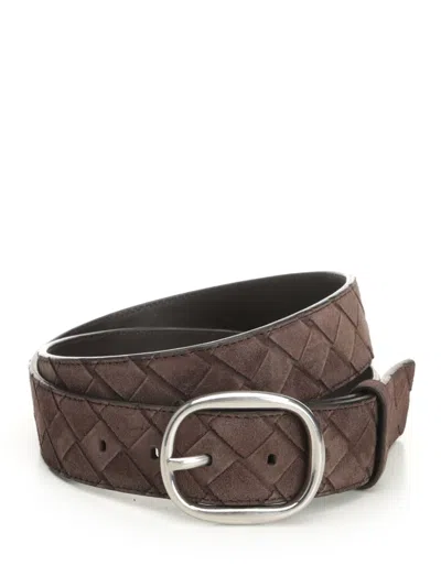 Bottega Veneta Men "intrecciato" Belt In Brown