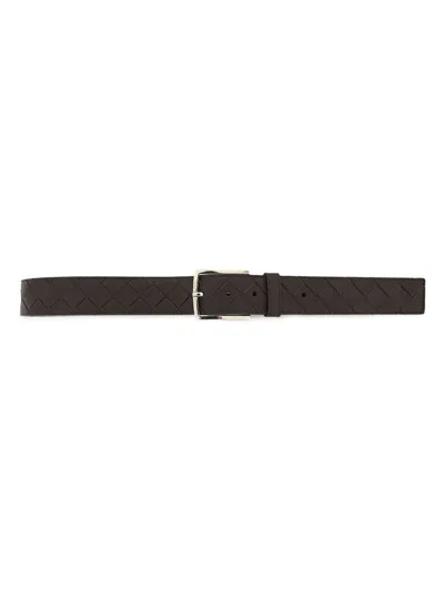 Bottega Veneta Men's Intrecciato Belt In Brown
