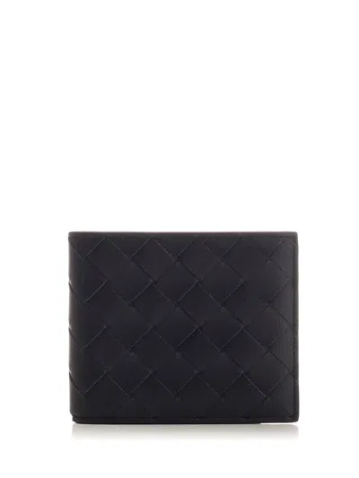 Bottega Veneta Men Intrecciato Bi-fold Wallet In Blue