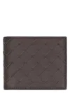 Bottega Veneta Small Double Folding Wallet With Change Purse In Brown