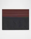 Bottega Veneta Men's Intrecciato Bicolor Leather Card Holder In Nero/trufl