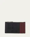 Bottega Veneta Men's Intrecciato Bicolor Leather Zipped Card Holder In Nero/trufl
