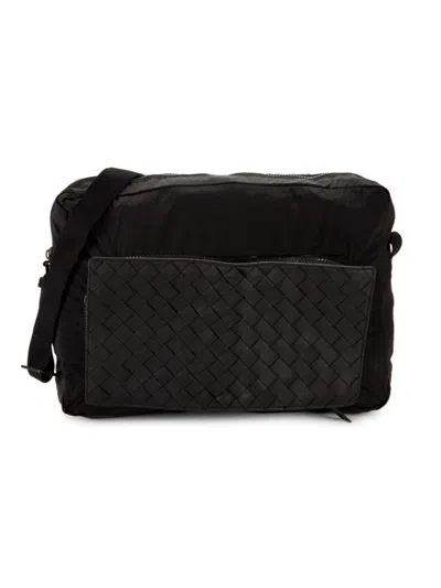 Bottega Veneta Men's Intrecciato Foldable Messenger Bag In Black