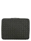 Bottega Veneta Men's Intrecciato Hydrology Document Case Pouch In Green
