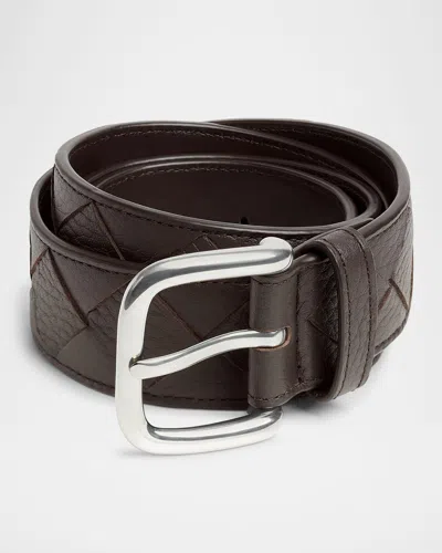 BOTTEGA VENETA MEN'S INTRECCIATO LEATHER BELT