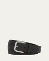 Bottega Veneta Men's Intrecciato Leather Belt In Nero