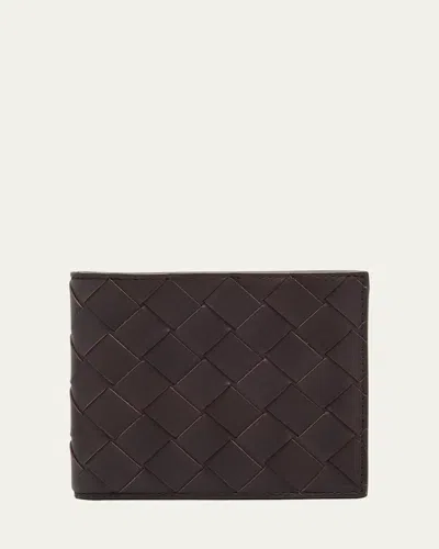 Bottega Veneta Men's Intrecciato Leather Bifold Wallet In Brown