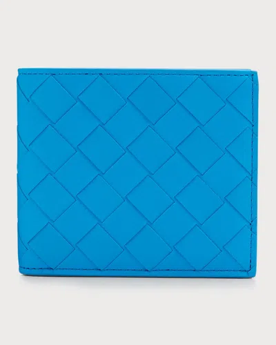 Bottega Veneta Men's Intrecciato Leather Bifold Wallet In Blue