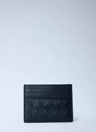 Bottega Veneta Men Intrecciato Leather Card Holder In Black