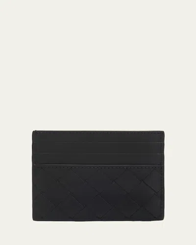 Bottega Veneta Men's Intrecciato Leather Card Holder In Black