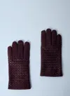 Bottega Veneta Men Intrecciato Leather Gloves In Brown
