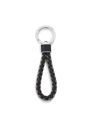 Bottega Veneta Men's Intrecciato Leather Key Ring In Blue