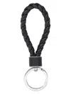 Bottega Veneta Intreccio Leather Keychain In Black