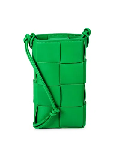 Bottega Veneta Men's Intrecciato Leather Phone Pouch In Green