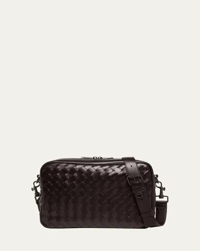 Bottega Veneta Men's Intrecciato Medium Crossbody Bag In Fondant-silver