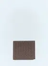 Bottega Veneta Small Double Folding Wallet With Change Purse In Brown