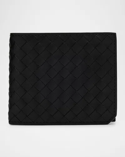 Bottega Veneta Men's Intrecciato Piccolo Bifold Wallet With Coin Purse In Nero