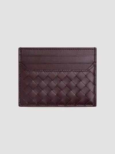 Bottega Veneta Men's Intrecciato Piccolo Leather Card Case In Dark Barolo Silver