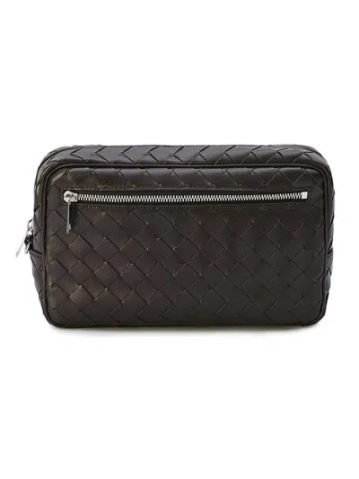 Bottega Veneta Men's Intrecciato Pouch With Wristlet In Brown