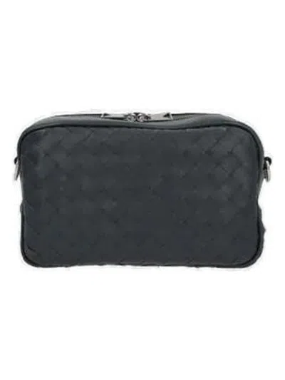 Bottega Veneta Men's Intrecciato Shoulder Bag In Grey